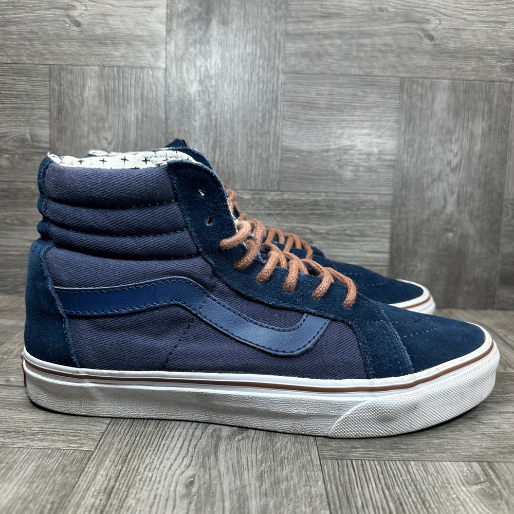 Vans Sk8-Hi Sneakers Womens 8.5 Navy Blue Suede Canvas High Top